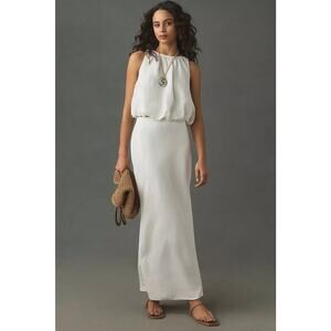 Anthropologie The Tilda Maxi Slip Skirt White Linen Edition XS